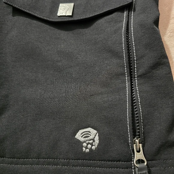 Mountain Hardwear Soft Shell Utility Moto Hooded Bomber jacket Coat black cozy S - Picture 8 of 15
